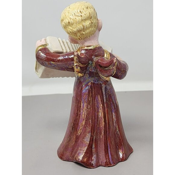 Vintage Holland Mold Ceramic Angel Figurine Playing Accordion‎ Iridescent Glaze - Picture 3 of 13